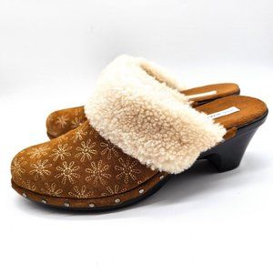 Isaac Mizrahi Clogs Women's Size 9M Slip On Mule Shearling Cuff Oak